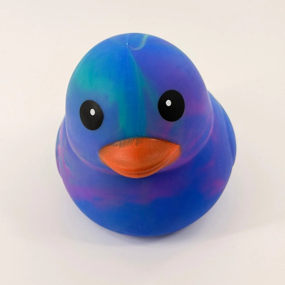 Toymendous Squeeezy Rubber Duck Kids OS Purple Green Blue Marble Sensory Toy NWT
